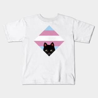 Peeking Cat Trans Square Flag by Tobe Fonseca Kids T-Shirt